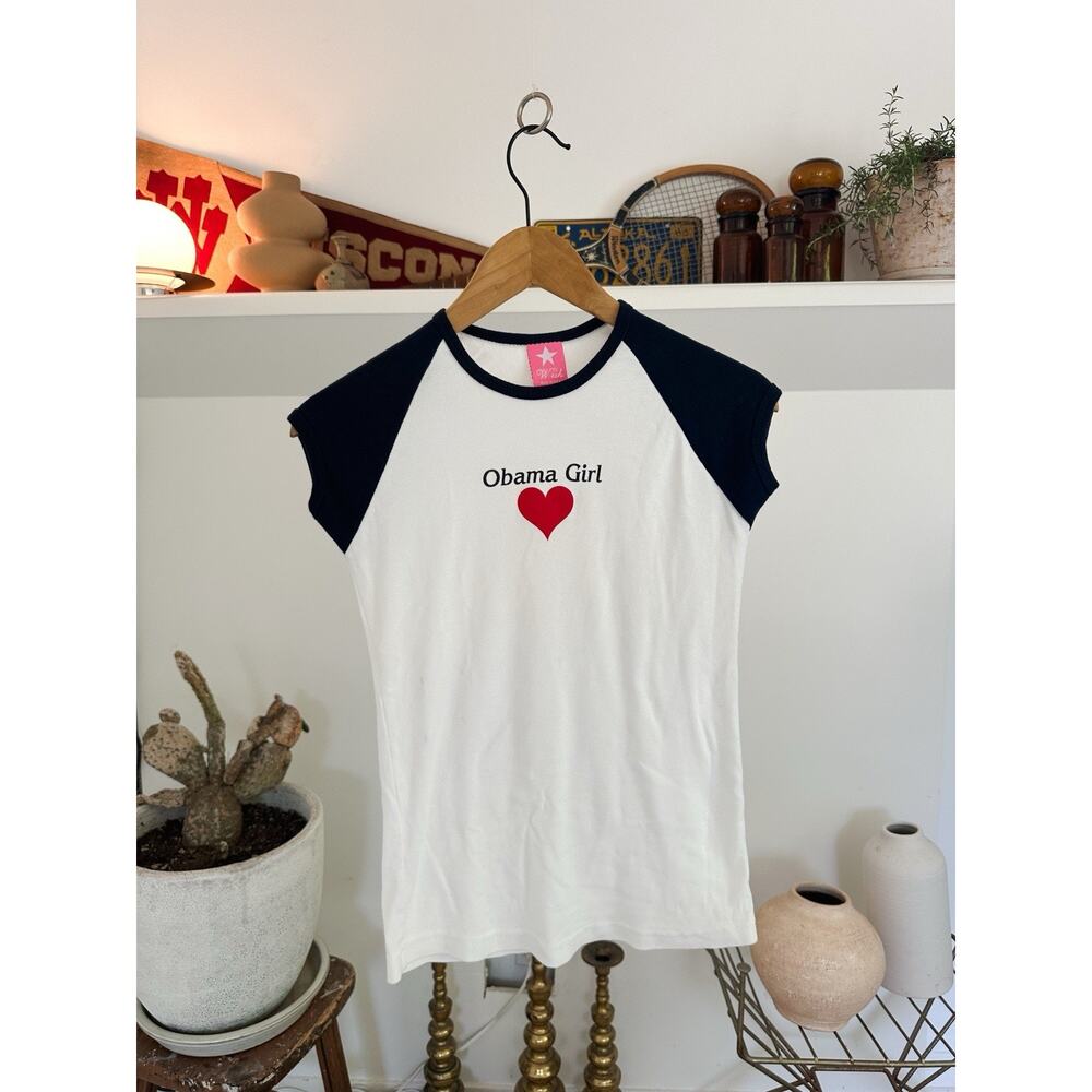 Vintage Y2K Barack Obama Girl T-Shirt Youth Large or Adult XS